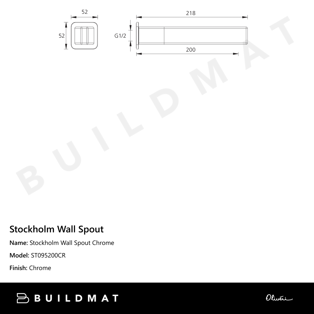 Oliveri Stockholm Wall Spout Chrome