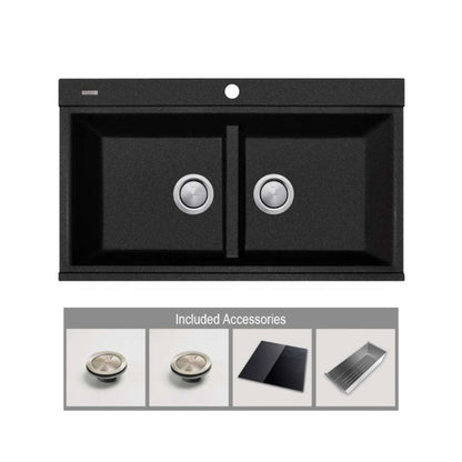 Oliveri Santorini  Double Bowl Topmount Sink with Glass Top | ST-BL1566GT OF