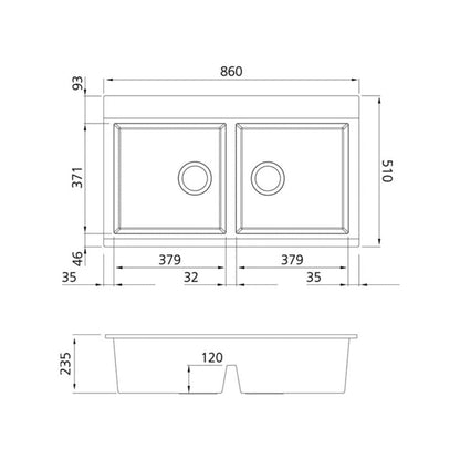 Oliveri Santorini  Double Bowl Topmount Sink with Glass Top | ST-BL1566GT OF