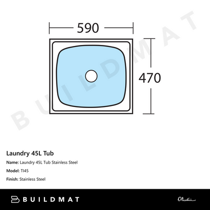Oliveri Laundry 45L Tub Stainless Steel