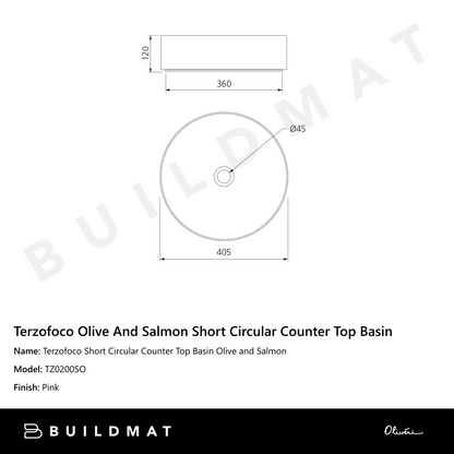 Oliveri Terzofoco Short Circular Counter Top Basin Olive and Salmon