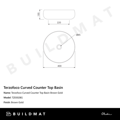 Oliveri Terzofoco Curved Counter Top Basin Brown Gold