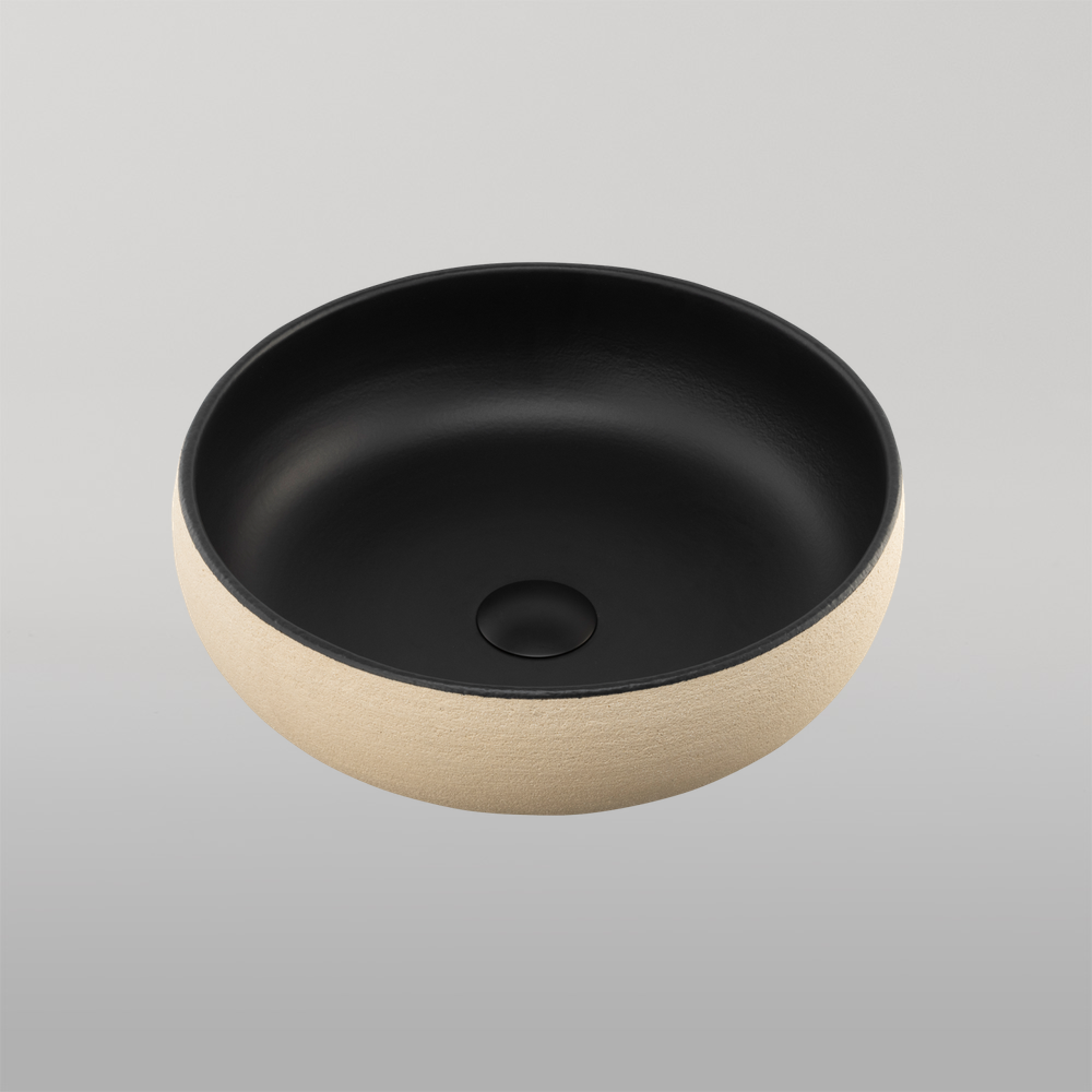 Oliveri Terzofoco Curved Counter Top Basin Light Earth and Matte Black
