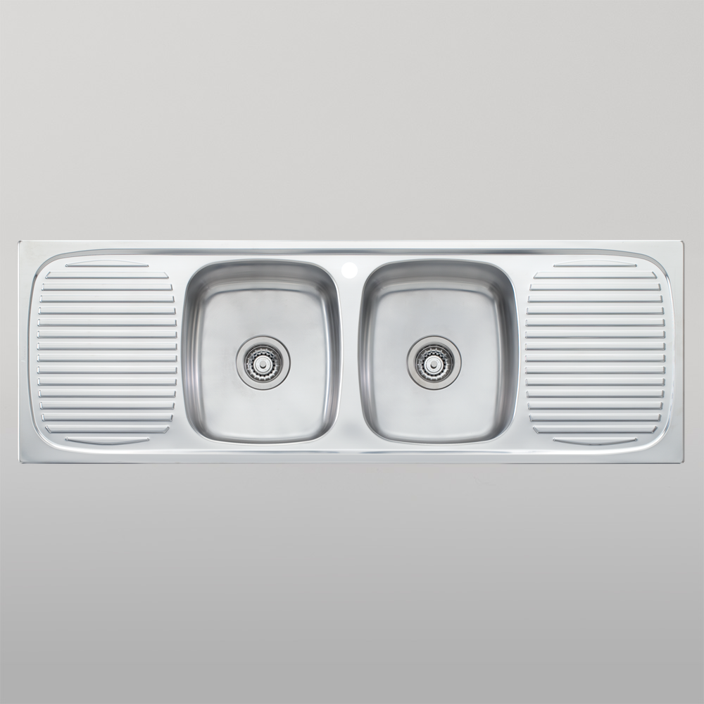 Oliveri Ultraform Double Bowl Sink With Double Drainer Stainless Steel