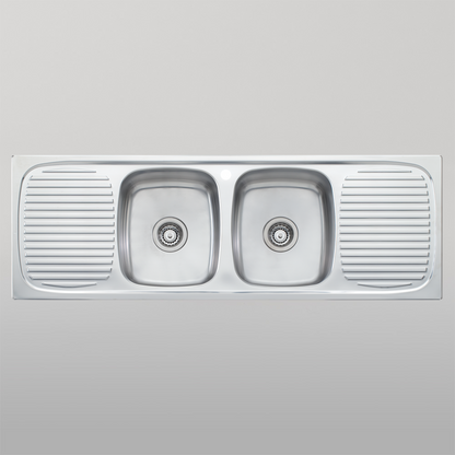 Oliveri Ultraform Double Bowl Sink With Double Drainer Stainless Steel