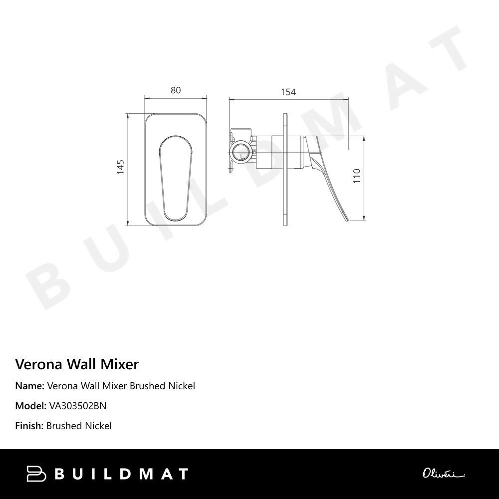 Oliveri Verona Wall Mixer Brushed Nickel