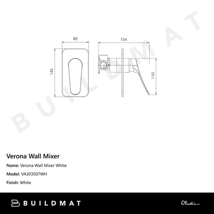 Oliveri Verona Wall Mixer (Trim Kit Only) White