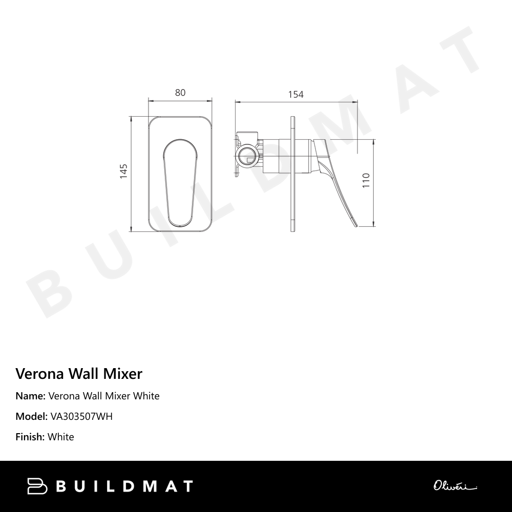Oliveri Verona Wall Mixer White