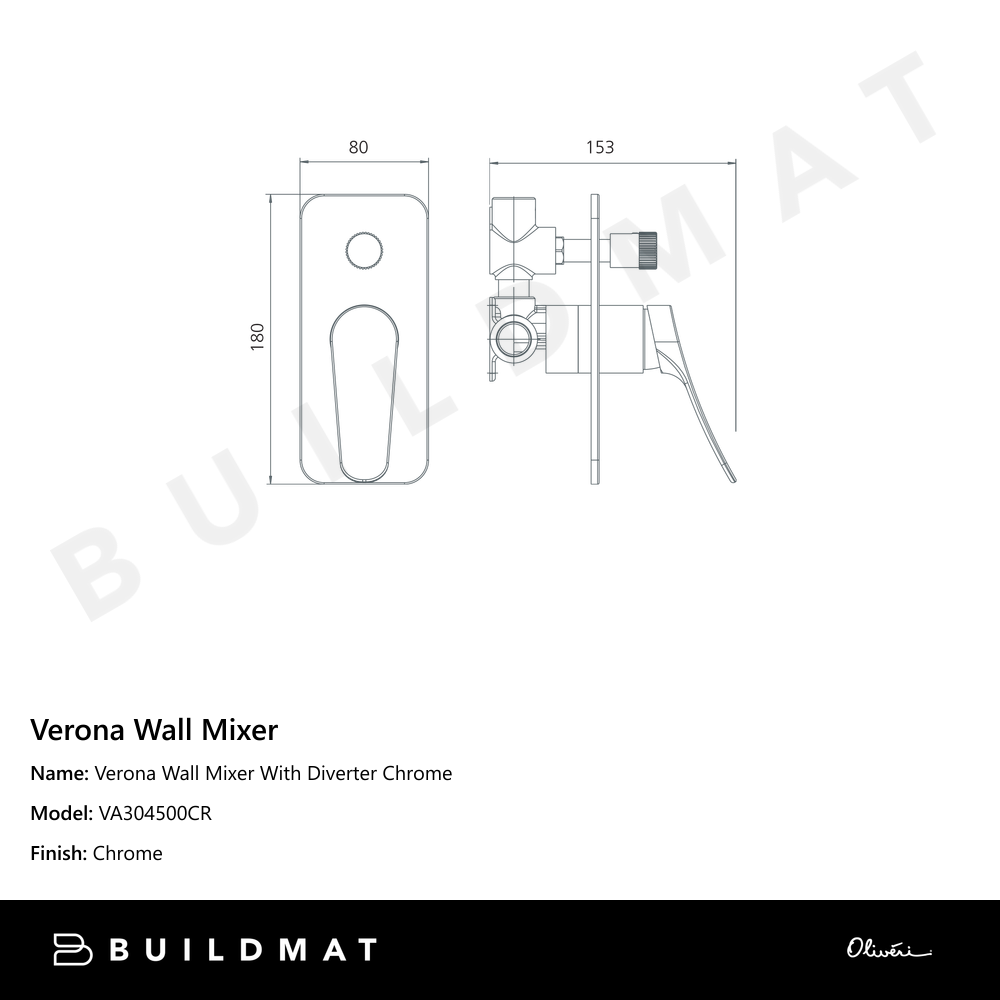 Oliveri Verona Wall Mixer With Diverter Chrome