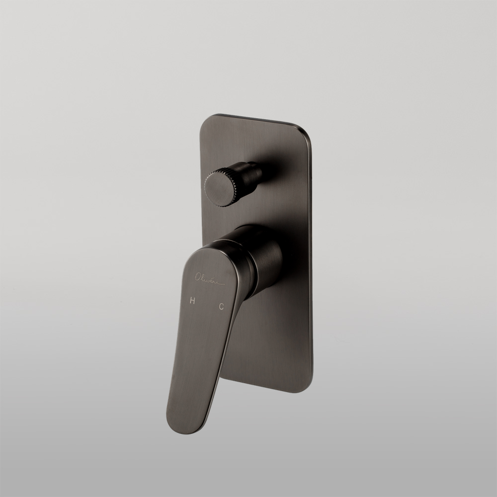 Oliveri Verona Wall Mixer With Diverter Gunmetal