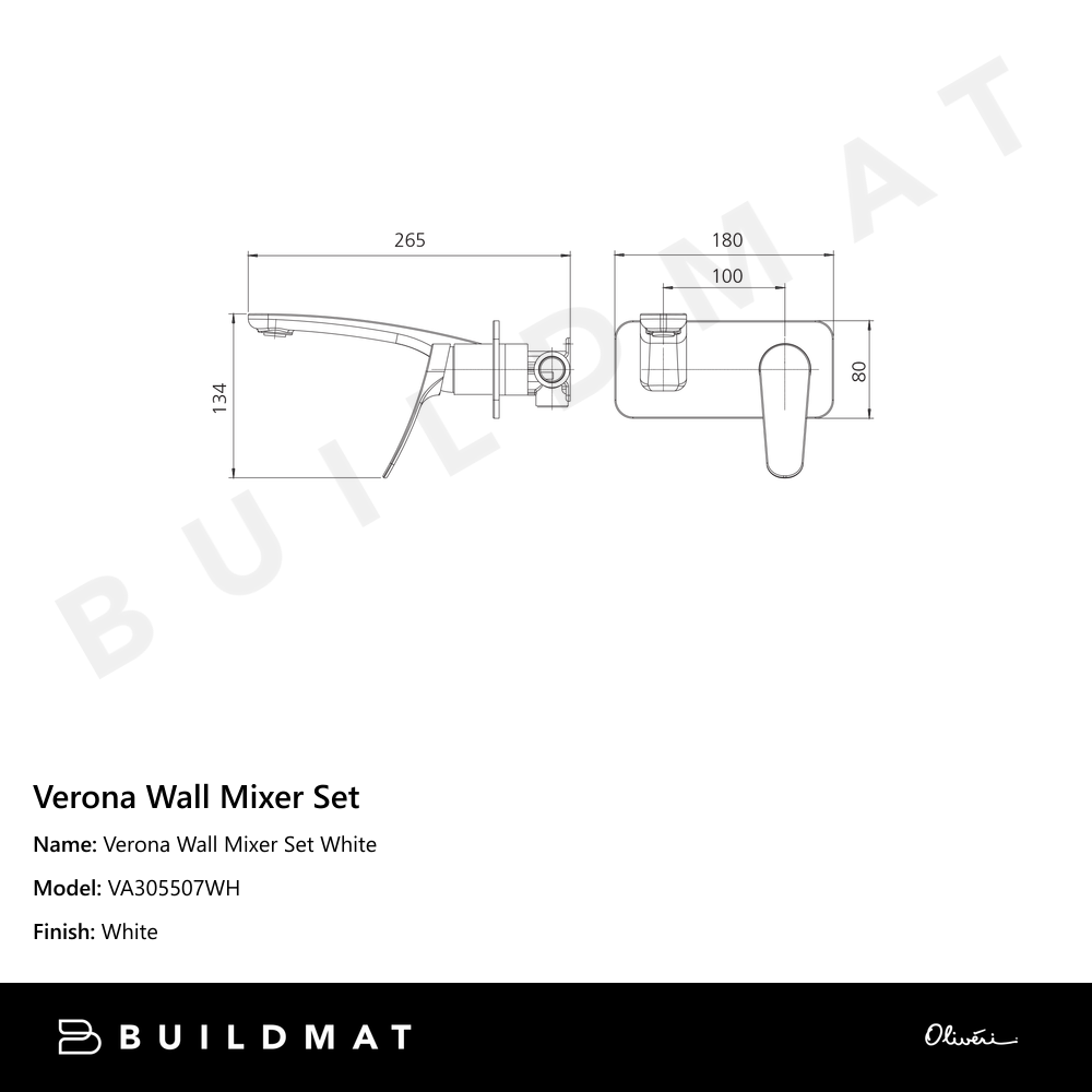 Oliveri Verona Wall Mixer Set (Trim Kit Only) White