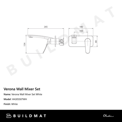 Oliveri Verona Wall Mixer Set White