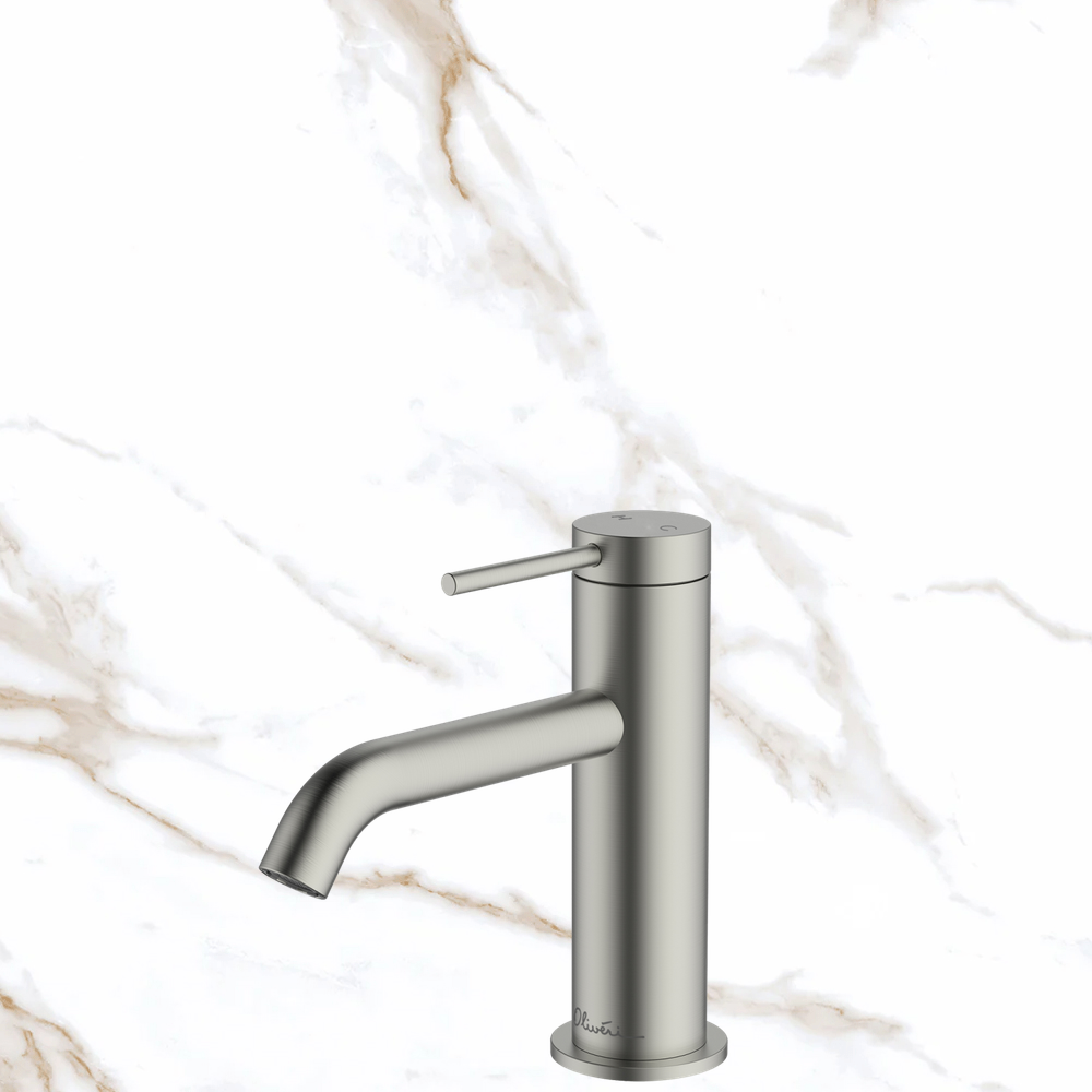 Oliveri Venice Basin Mixer Curved Brushed Nickel Lead Free