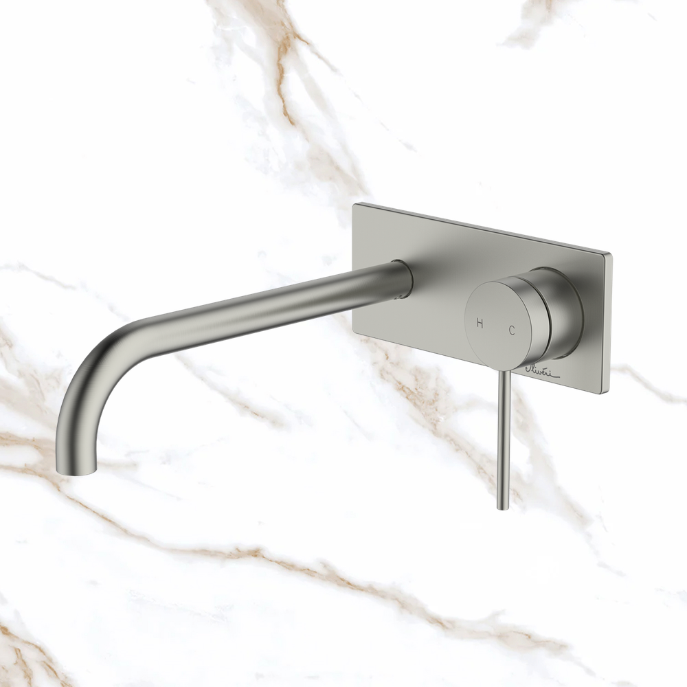 Oliveri Venice Curved Wall Mixer Set Complete Kit Brushed Nickel Lead Free