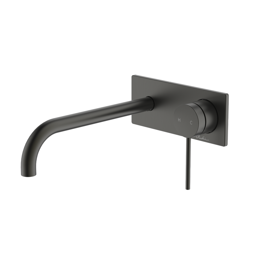 Oliveri Venice Curved Wall Mixer Set Complete Kit Gunmetal Lead Free