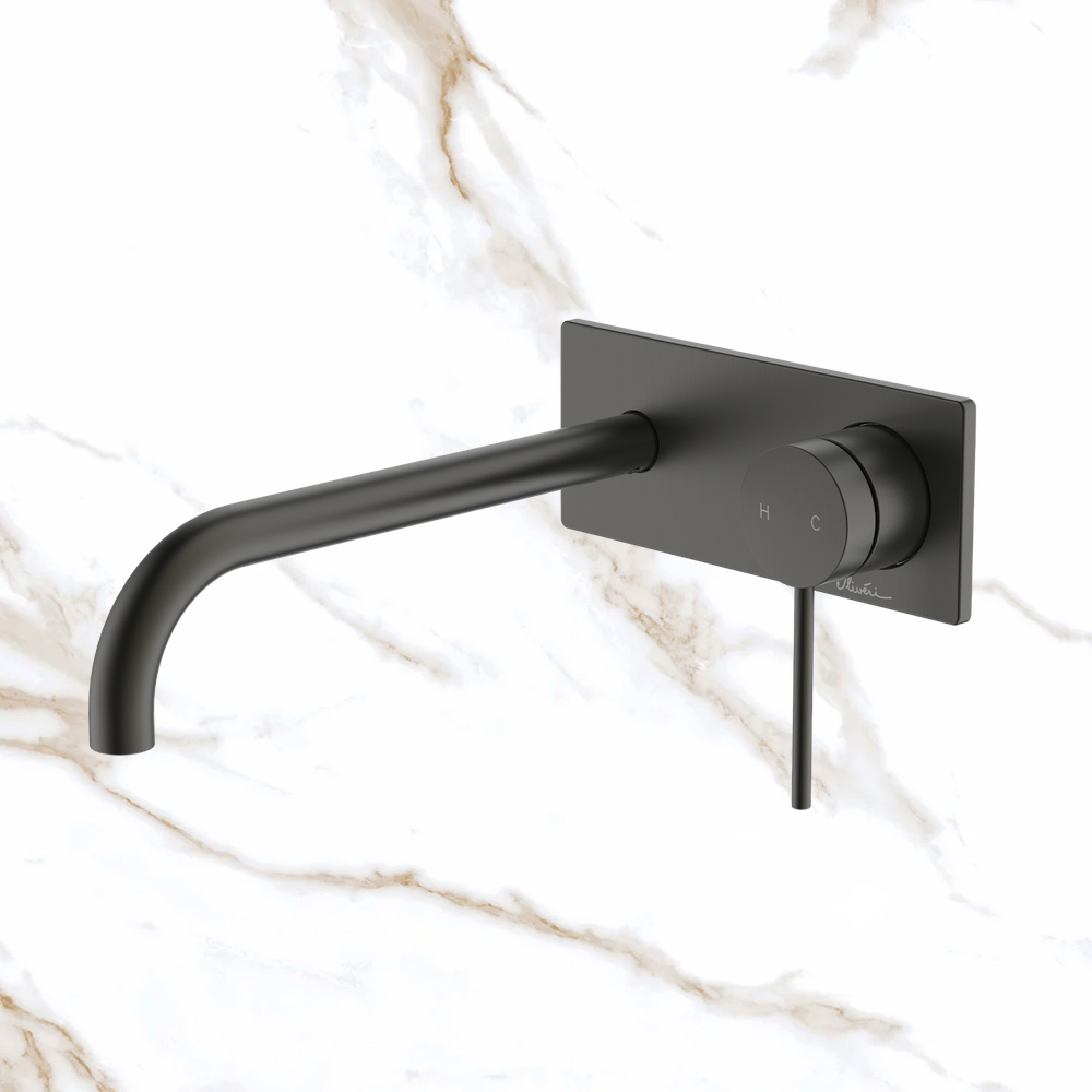 Oliveri Venice Curved Wall Mixer Set Complete Kit Gunmetal Lead Free
