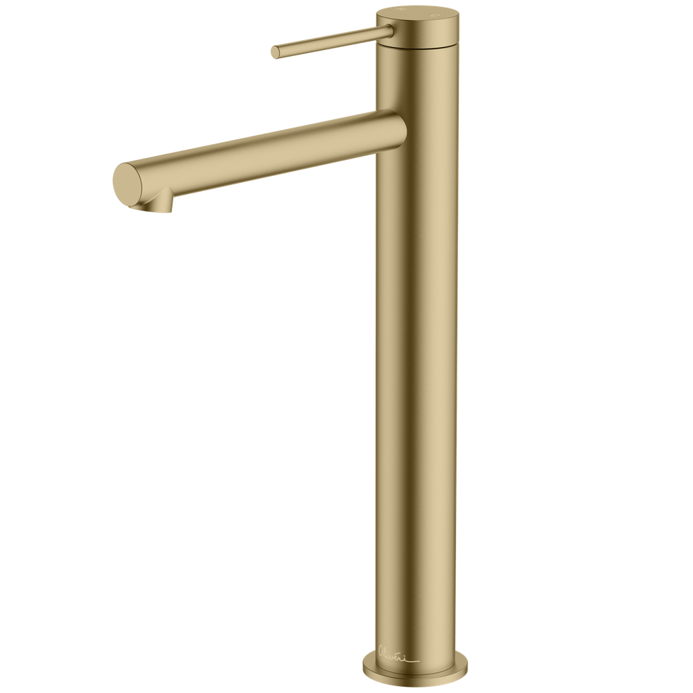 Oliveri Venice Straight Tower Basin Mixer Classic Gold Lead Free