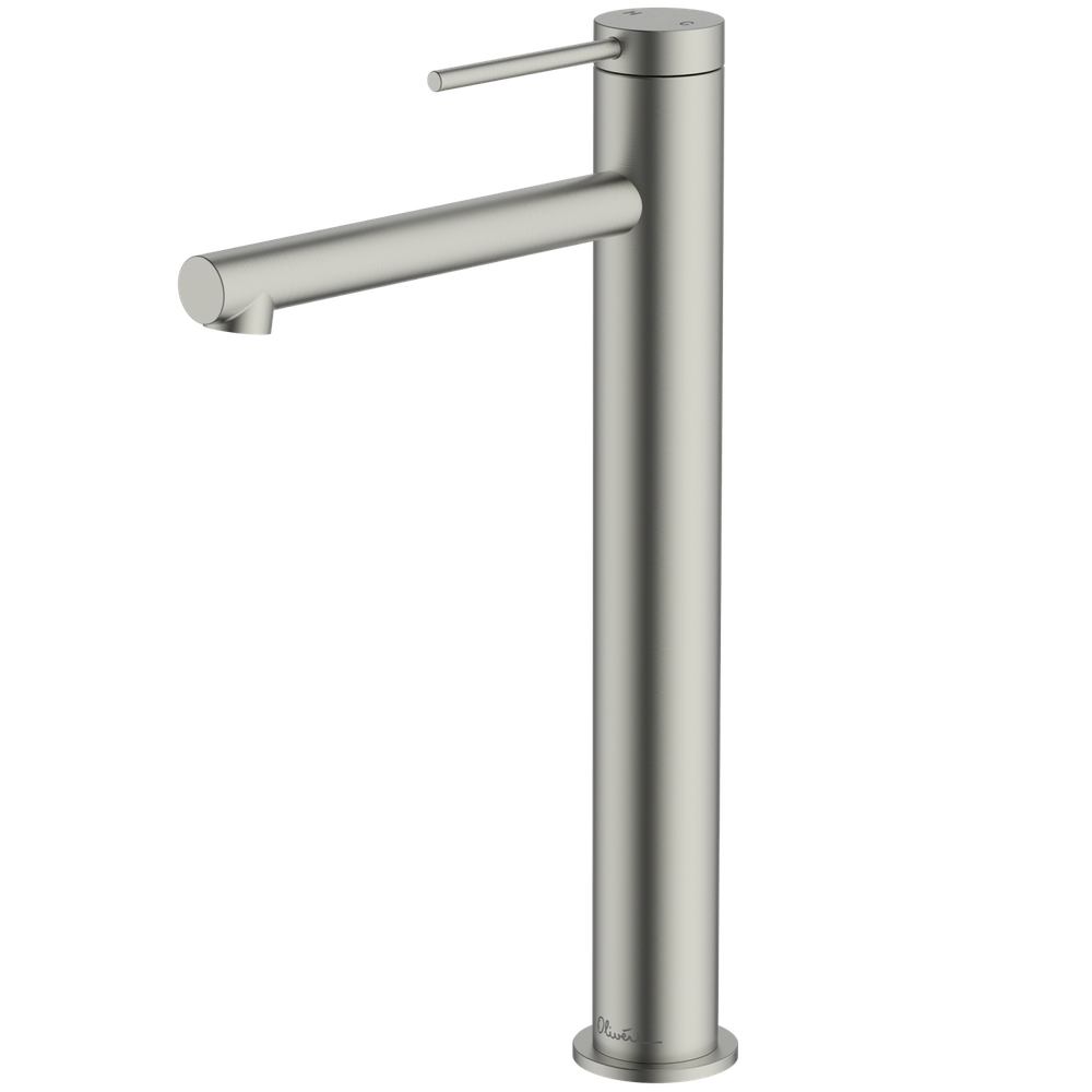 Oliveri Venice Straight Tower Basin Mixer Brushed Nickel Lead Free