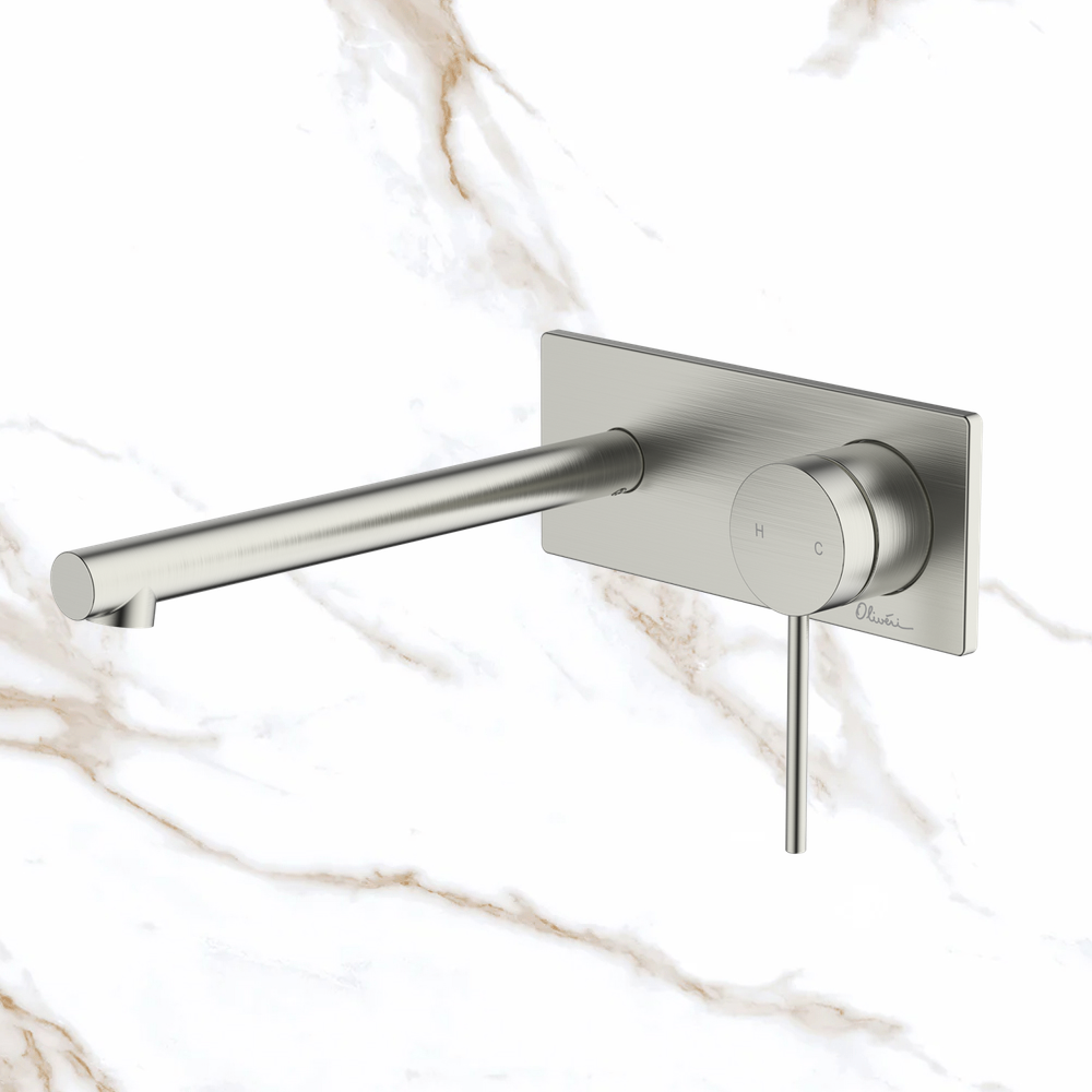 Oliveri Venice Straight Wall Mixer Set Complete Kit Brushed Nickel Lead Free