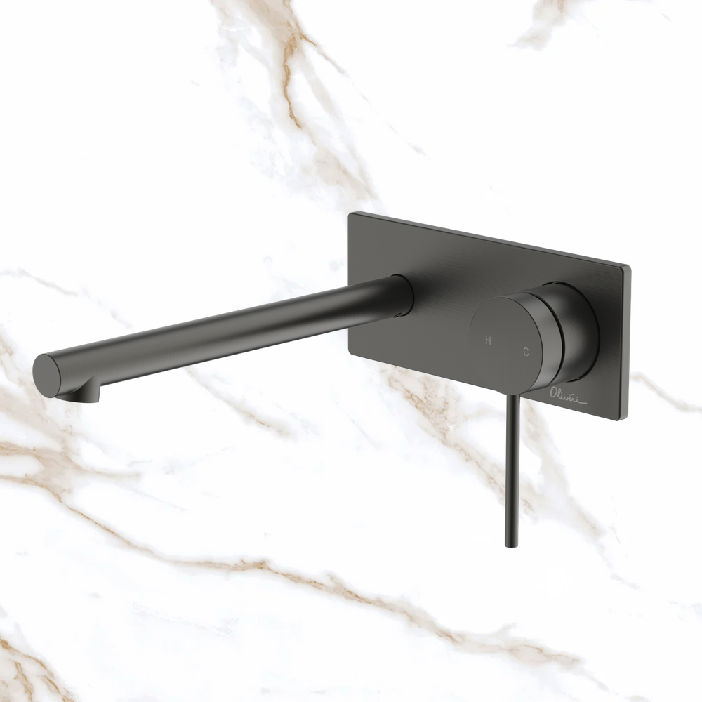 Oliveri Venice Straight Wall Mixer Set Complete Kit Gunmetal Lead Free