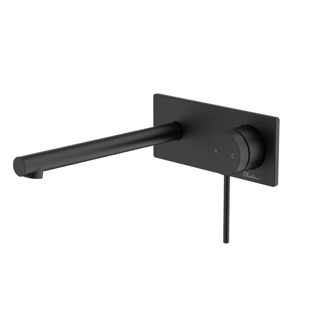 Oliveri Venice Straight Wall Mixer Set Complete Kit Matte Black Lead Free