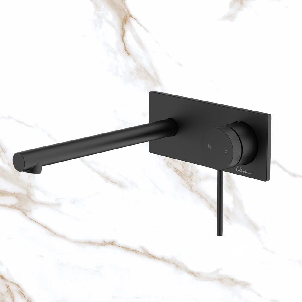 Oliveri Venice Straight Wall Mixer Set Complete Kit Matte Black Lead Free