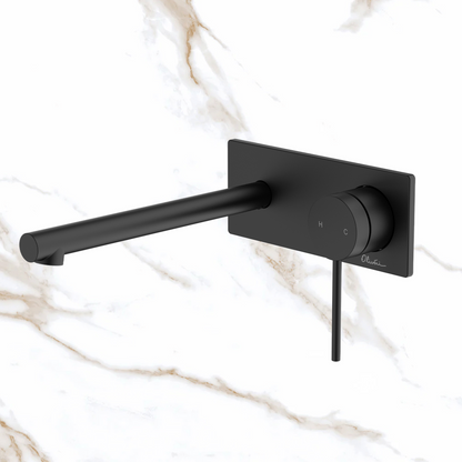 Oliveri Venice Straight Wall Mixer Set Complete Kit Matte Black Lead Free