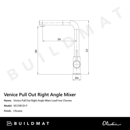 Oliveri Venice Pull Out Right Angle Mixer Lead Free Chrome