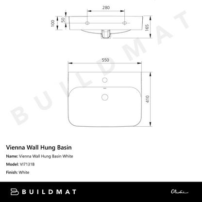 Oliveri Vienna Wall Hung Basin White