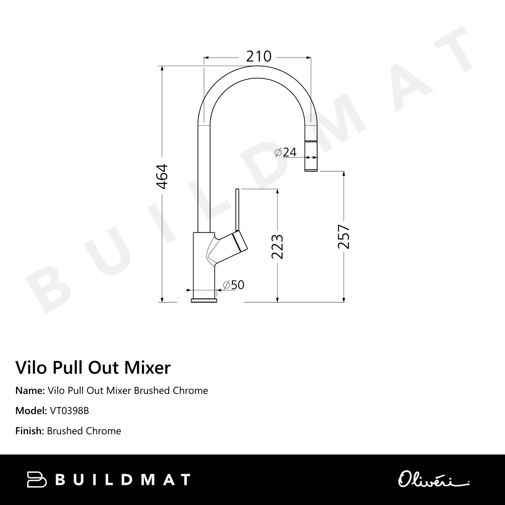 Oliveri Vilo Pull Out Mixer Brushed Chrome