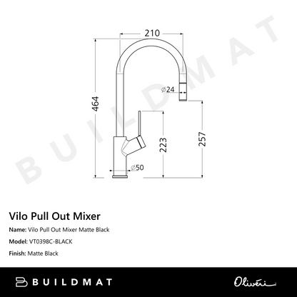 Oliveri Vilo Pull Out Mixer Matte Black