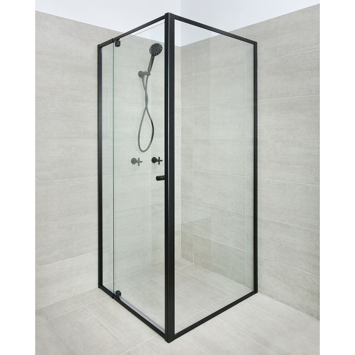 Focus Black Semi-Framed Corner Set-In (Adjustable) - Up to 980-1040 x 1100
