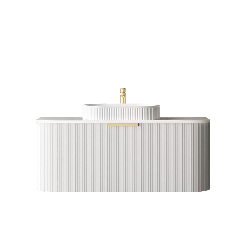 Otti Bondi 1200mm Satin White Fluted Wall Hung Curve Vanity