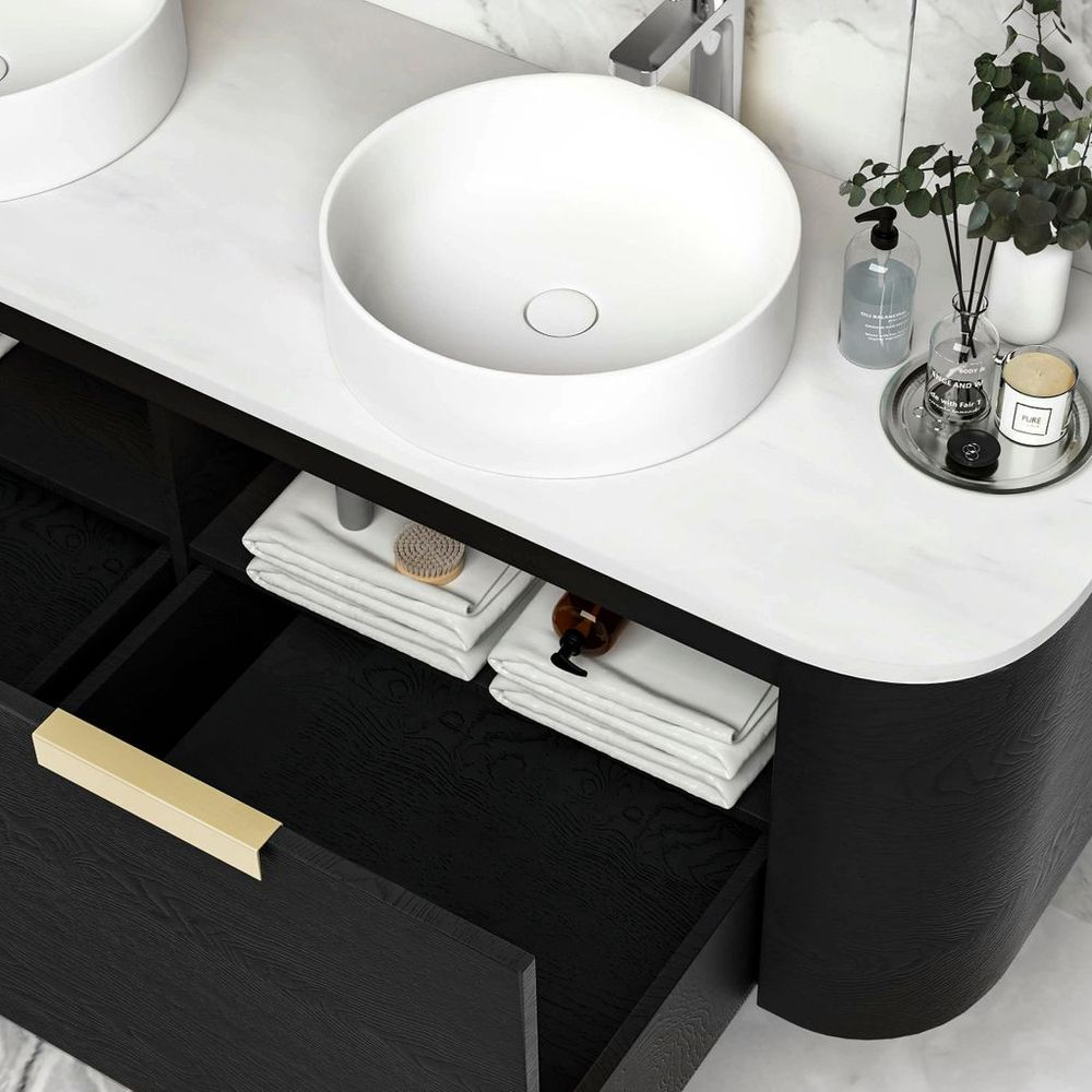 Otti Bondi 1500mm Black Oak Wall Hung Curve Vanity