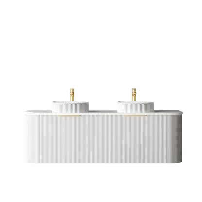 Otti Bondi 1500mm Satin White Fluted Wall Hung Curve Vanity