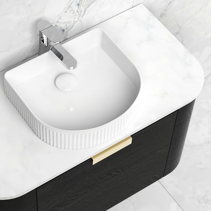 Otti Bondi 900mm Black Oak Wall Hung Curve Vanity