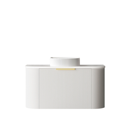 Otti Bondi 900mm Satin White Fluted Wall Hung Curve Vanity