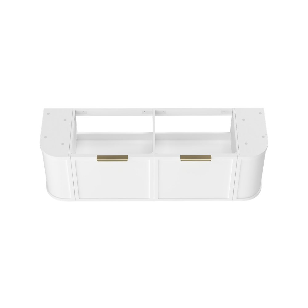 Otti Hampshire 1500mm Satin White Wall Hung Double Bowl Curve Vanity