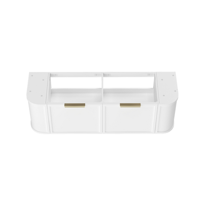 Otti Hampshire 1500mm Satin White Wall Hung Double Bowl Curve Vanity