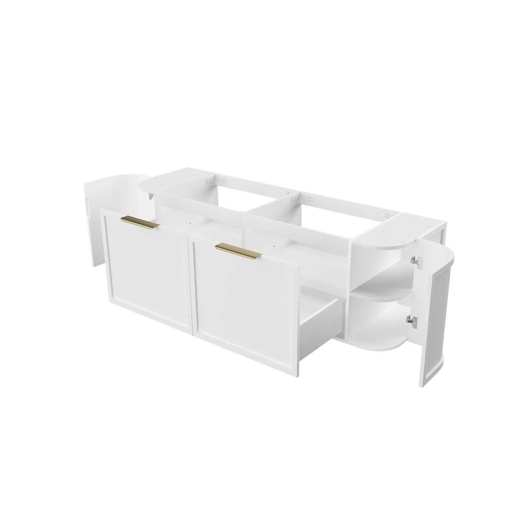 Otti Hampshire 1500mm Satin White Wall Hung Double Bowl Curve Vanity