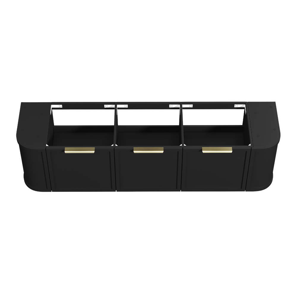 Otti Hampshire 1800mm Satin Black Wall Hung Double Bowl Curve Vanity