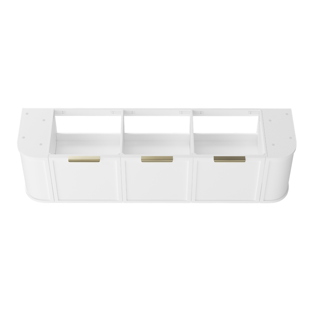 Otti Hampshire 1800mm Satin White Wall Hung Double Bowl Curve Vanity