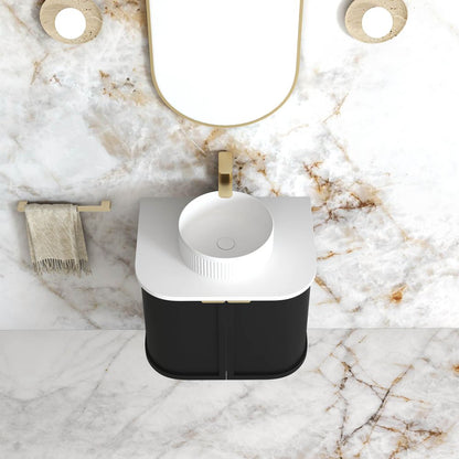 Otti Hampshire 600mm Satin Black Wall Hung Curve Vanity