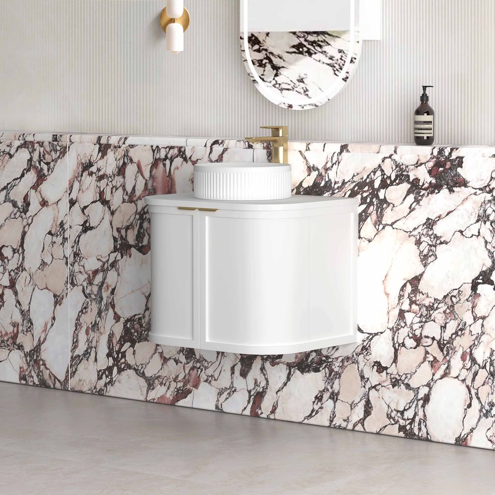 Otti Hampshire 600mm Satin White Wall Hung Curve Vanity