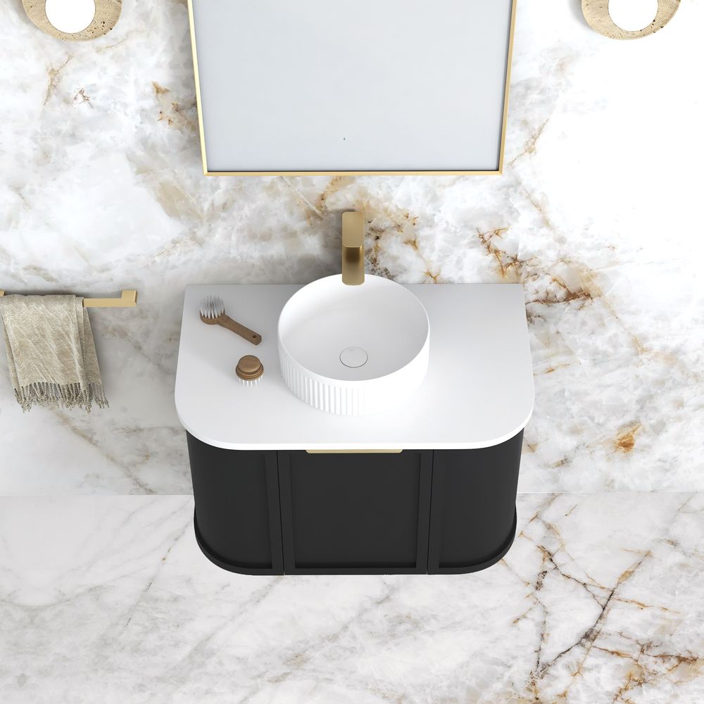 Otti Hampshire 750mm Satin Black Wall Hung Curve Vanity