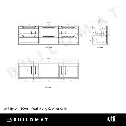Otti Byron 1800mm Natural Oak Wall Hung Vanity
