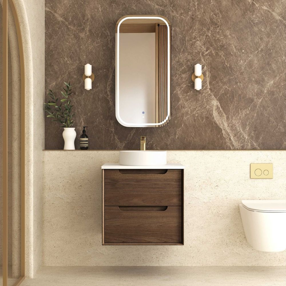 Otti Byron 600mm Sable Walnut Wall Hung Vanity
