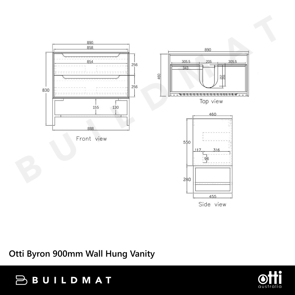 Otti Byron 900mm Sable Walnut Wall Hung Vanity