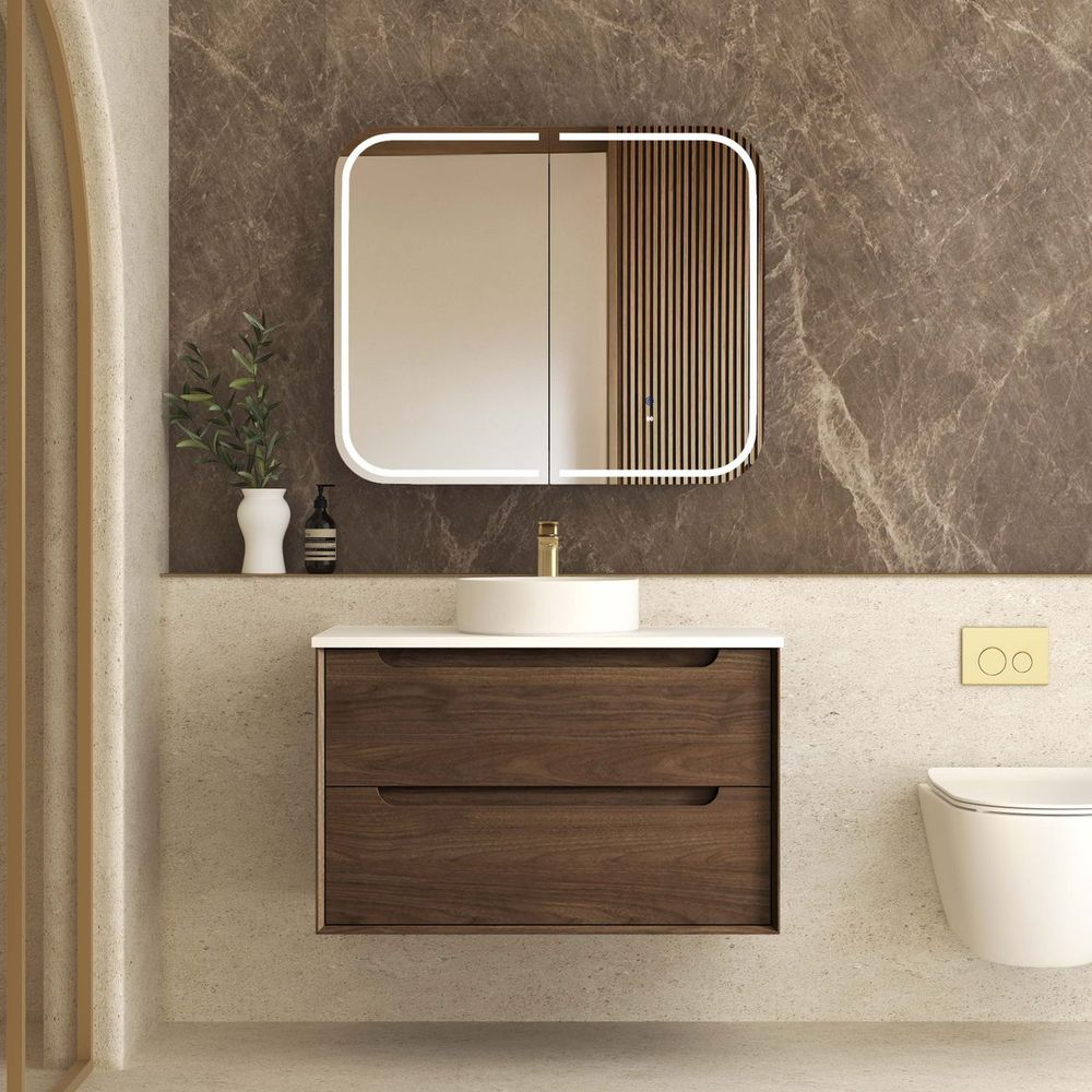 Otti Byron 900mm Sable Walnut Wall Hung Vanity