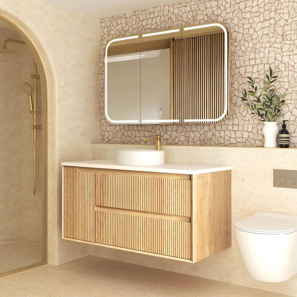 Otti Byron Fluted 1200mm Woodland Oak Wall Hung Vanity